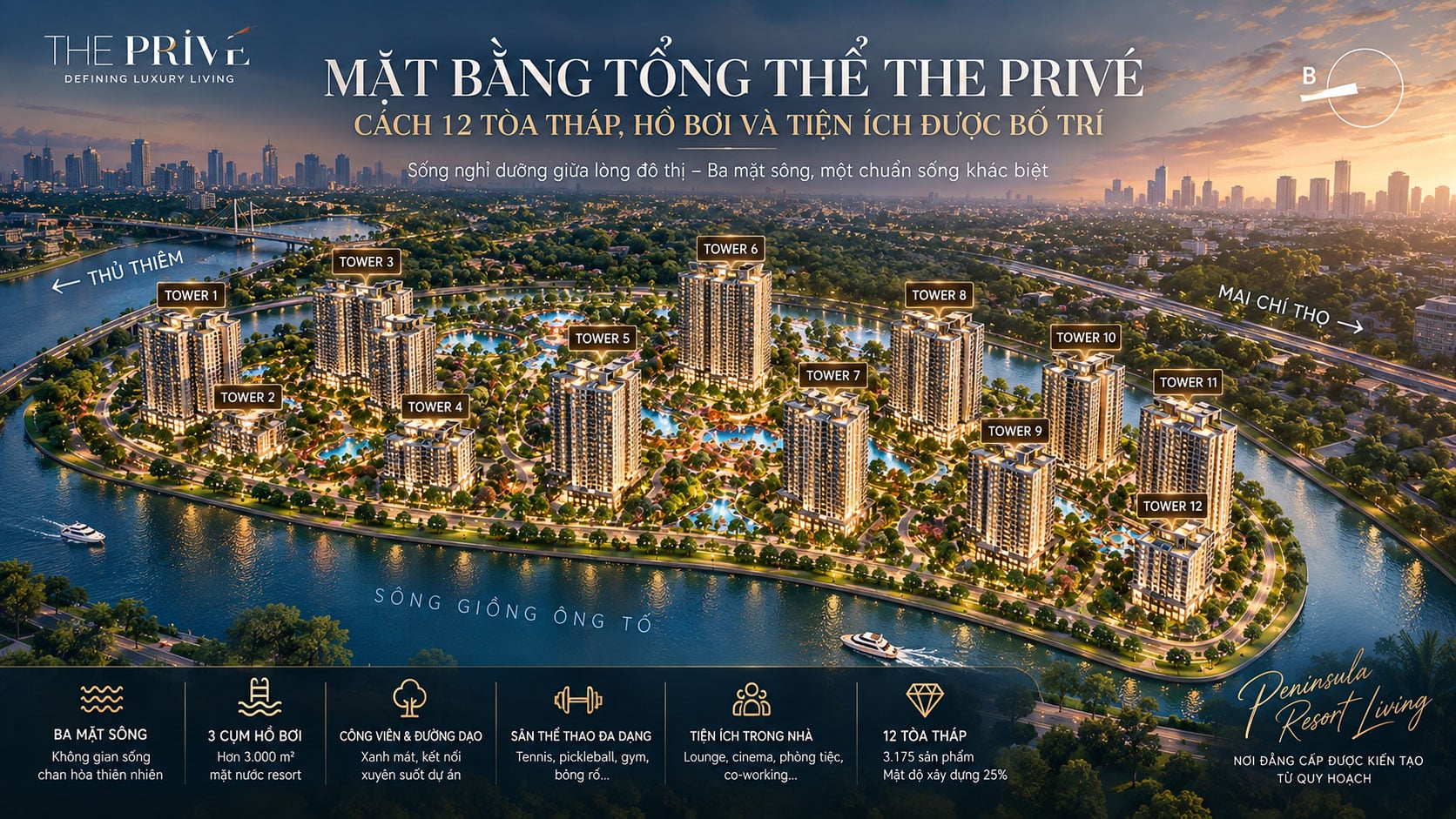Mặt Bằng Tổng Thể The Privé: Cách 12 Tòa Tháp, Hồ Bơi Và Tiện Ích Được Bố Trí
