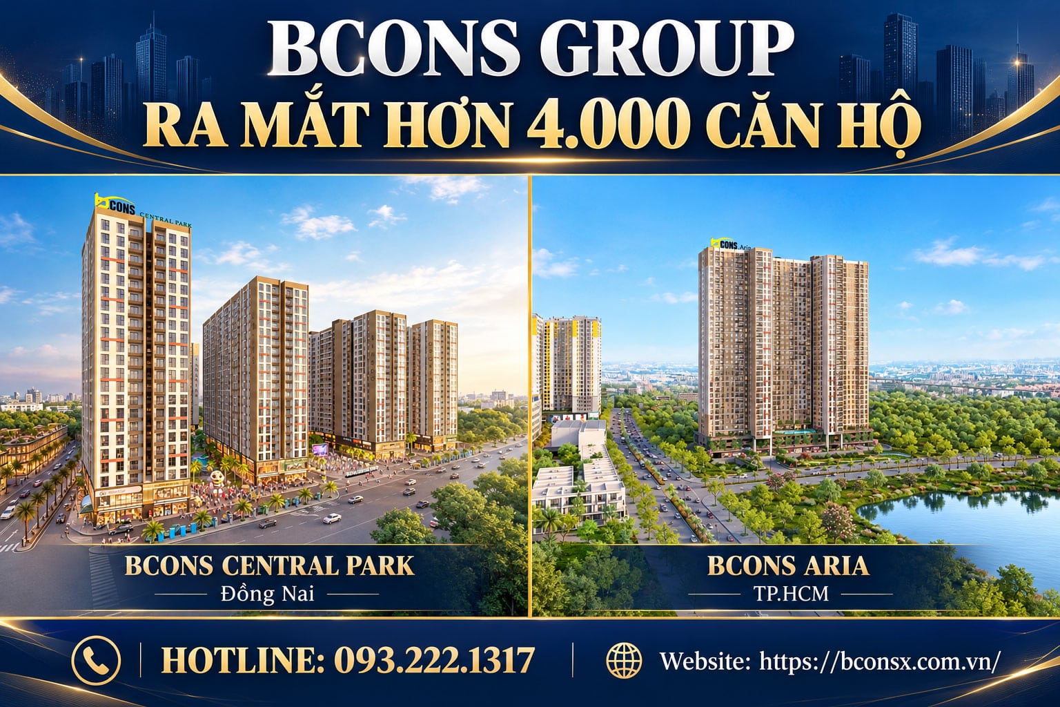Bcons Group ra mắt 4000 căn hộ ở Bcons Central Park và Bcons Aria