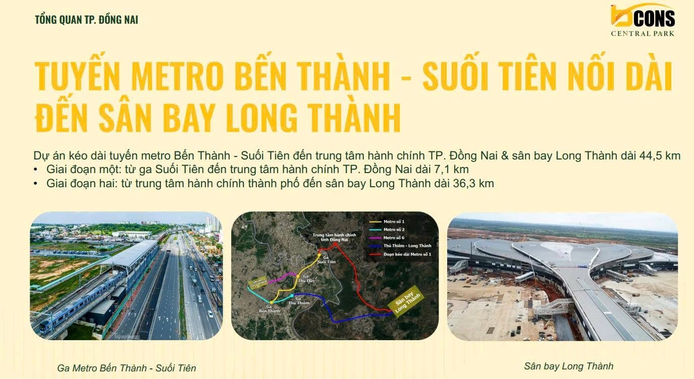 Tuyến Metro Bến Thành - Suối Tiên nối dài đến sân bay quốc tế Long Thành